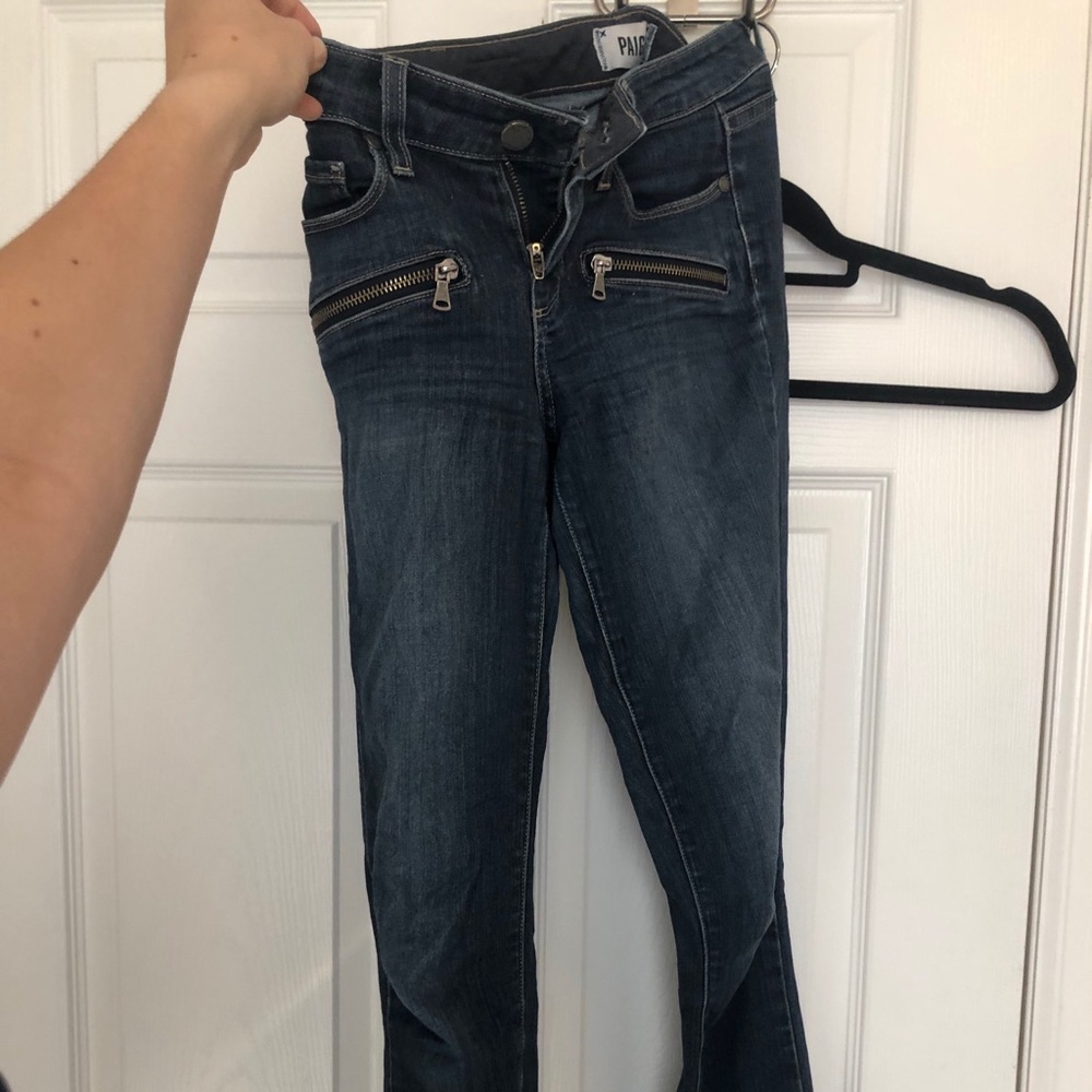 Paige skinny jeans with zippers for pockets